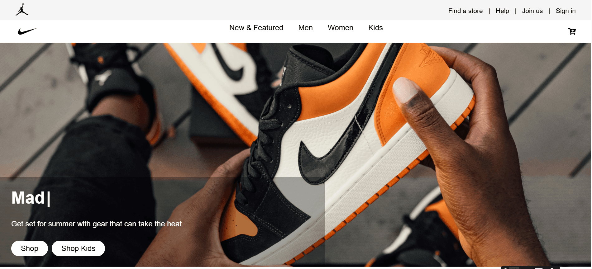picture of nike web app